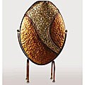 Hammered Metal Planter and Metal Stand 