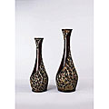 Bronze Finish Gold Highlights and Cutouts Vases (Set of 2)