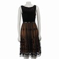 Connected Apparel Women's Black/ Gold Velvet Bodice Dress