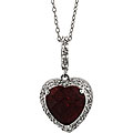 Sterling Silver Created Ruby and 1/10ct TDW Diamond Necklace