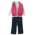 Baby Togs Girls' Heart Quilted Vest 3-piece Set