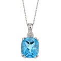 10k White Gold Blue Topaz and Diamond Necklace