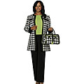 Audrey B Women's Houndstooth/ Lime Accent Pant Suit