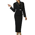 Todd & Olivia Silver Embellished Plus Size Skirt Suit