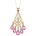 14k Yellow Gold Pink Topaz Briolette Necklace