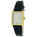 Le Chateau Women's Goldplated Black Leather Strap Watch