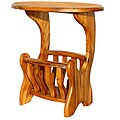 Handmade Acacia Wood End Table Magazine Rack (Thailand)