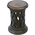 Hand-carved Acacia Wood Lattice-weave End Table (Thailand)