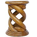 Hand-carved Acacia Wood Corkscrew Twist End Table (Thailand)