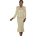 Todd & Olivia Women's Plus Size 3-piece Champagne Skirt Suit