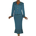 Todd & Olivia Women's Teal Knit Skirt Suit