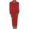 Todd & Olivia Women's Red Rhinestone Embellished Skirt Suit