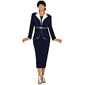 Todd & Olivia Women's Navy/ White Skirt Suit