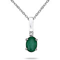 14k White Gold Emerald and Diamond Necklace