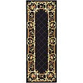 Hand-hooked Black Wool Rug (3' x 6')