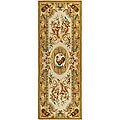Hand-hooked Taupe Wool Rug (3' x 10')