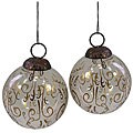 Set of Two Handmade Blown Glass Ornaments (India)