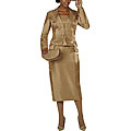 Nubiano Women's Plus Size Gold Shimmer Skirt Suit