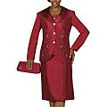 Nubiano Women's Burgundy Shantung Skirt Suit