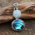 Abalone and Larimar Small Beachcomber Necklace (Dominican Republic)