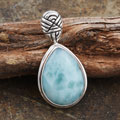 Sterling Silver Larimar Teardrop Pendant (Dominican Republic)
