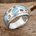 Sterling Silver Pebble Larimar Ring (Dominican Republic)