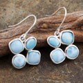 Sterling Silver Ketut Larimar Earrings (Dominican Republic)