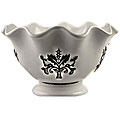 Hand-painted Black and White Glazed Ceramic Fruit Bowl