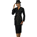Divine Denim Women's Plus Size Skirt Suit with Waist Tie Belt