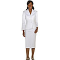 Devine Whites Women's Pique Waffle Weave Skirt Suit