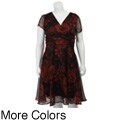 Connected Apparel Women's Plus Size Floral Print Chiffon Dress