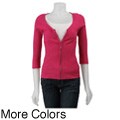 Belldini Women's Ribbed Sweetheart Neck Zipper Jacket