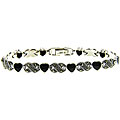 Sterling Silver Marcasite/ Black Onyx Heart Bracelet