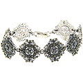 Sterling Silver Marcasite Medallion Link-style Bracelet