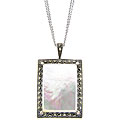 Sterling Silver Marcasite and Mother of Pearl Rectangle Necklace