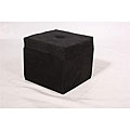 Storage Cube Black Microfiber Ottoman
