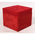 Storage Cube Cinnabar Red Microfiber Ottoman