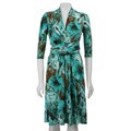 Glamour Women's Aqua Cross-front Wrap Dress
