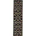 Hand-hooked Black Dragonfly Cotton Runner (2' x 8')