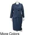 Zoda Women's Plus Size Tweed Skirt Suit