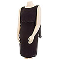 SL Fashions Legacy Women's Plus Size Beaded Cape Black Dress