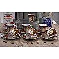 Porcelain Espresso Cup and Saucer Set (Set of 6)