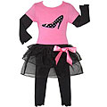 AnnLoren Girl's High Heel Shirt/ Tutu/ Leggings Set