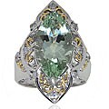 Michael Valitutti Silver/ Palladium/ 18k Vermeil Green Amethyst Ring