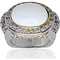 Michael Valitutti Silver/ Palladium/ 18k Vermeil Cachalong Opal Ring