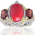 Michael Valitutti Two-tone Coral and Garnet Ring