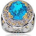 Michael Valitutti 18k Vermeil/ Silver/ Palladim Paraiba Quartz/ Sapphire Ring
