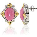 Michael Valitutti Silver/ Palladium/ 18k Vermeil Rhodonite/ White Sapphire Earrings