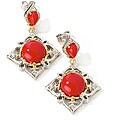 Michael Valitutti Sterling Silver Coral/ Sapphire Earrings