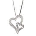 Sterling Silver Diamond Double-heart Necklace